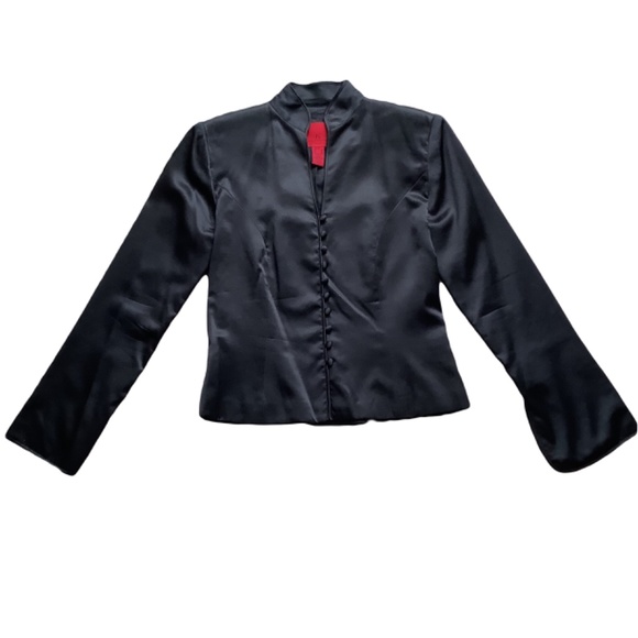 100% Silk Satin Elegant Black Jacket - Picture 2 of 8